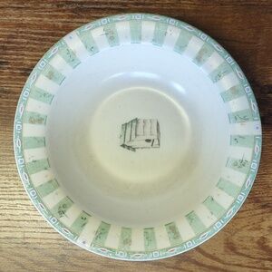 Pfaltzgraff Naturewood Birdhouse 7.25" Stoneware Bowl Green Logo